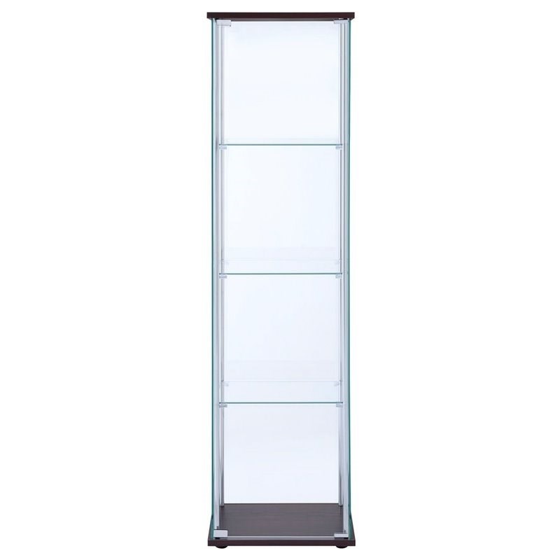 (Set of 2) Glass Curio Cabinet in Cappuccino