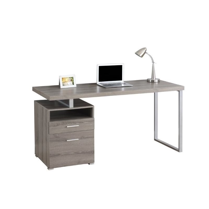 2 Piece Office Set with Writing Desk and Bookcase in Dark Taupe