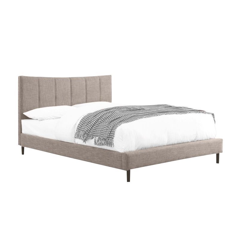 Nangetti Modern 2-Piece Oak Wood Queen Panel Bed and Mirrored Dresser Set