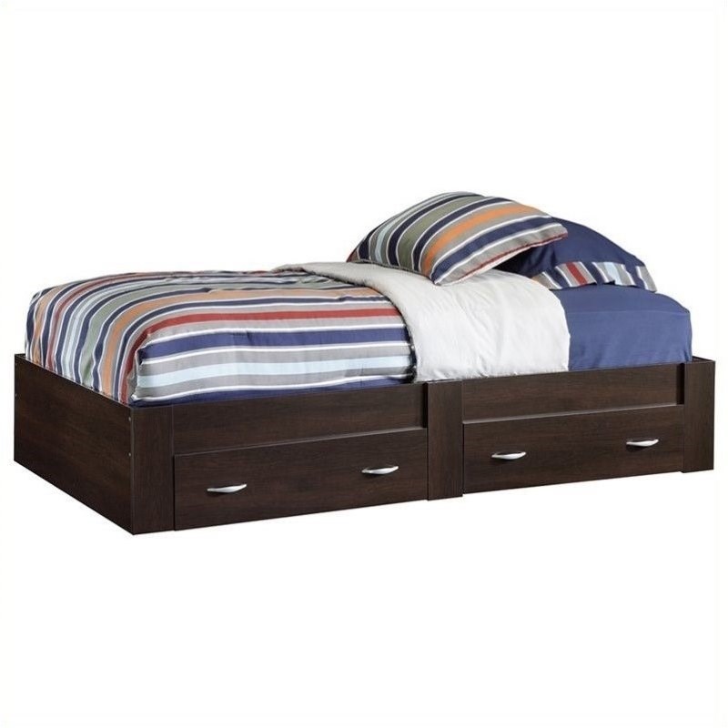 2 Piece Bedroom Set with Platform Bed and Bookcase Cinnamon Cherry