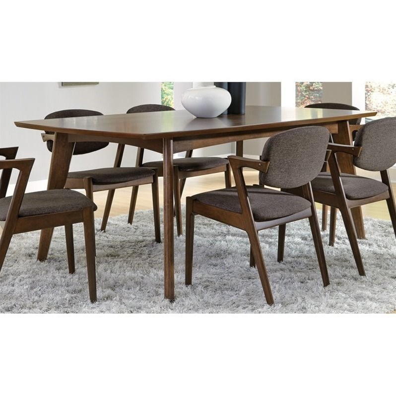 5 Piece Mid Century Modern Dining Table and 4Chair Set in Dark Walnut