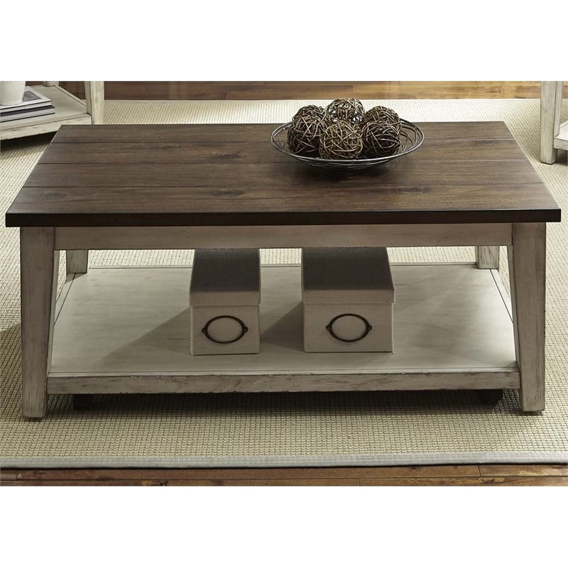 3 Piece Console Table Coffee Table and End Table in Weathered Bark