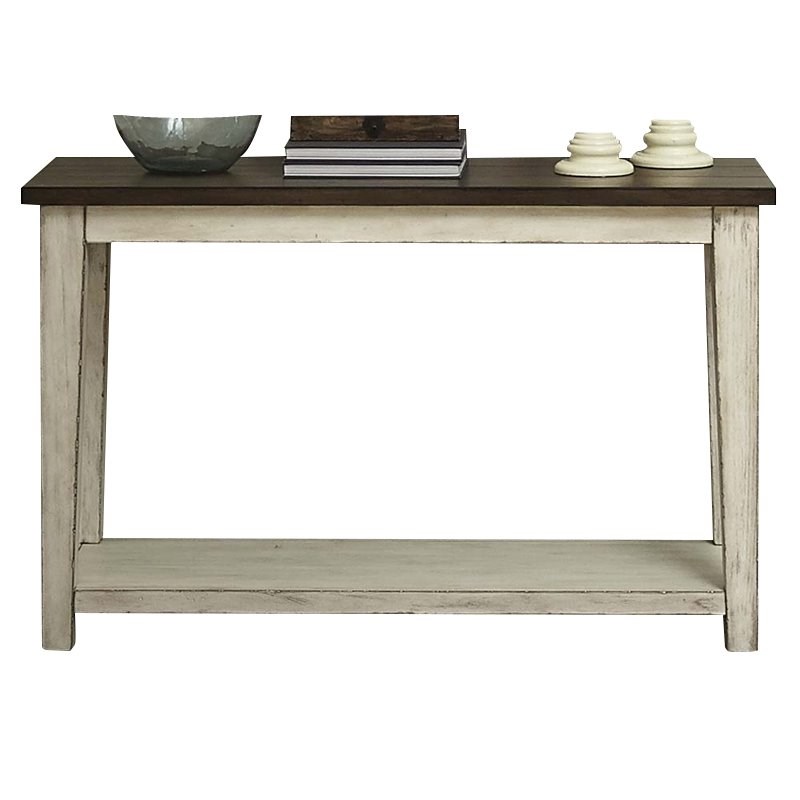 3 Piece Console Table Coffee Table and End Table in Weathered Bark