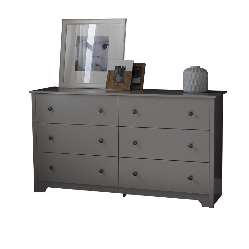 6 Drawer Double Dresser and Nightstand Bedroom Furniture Set in Soft