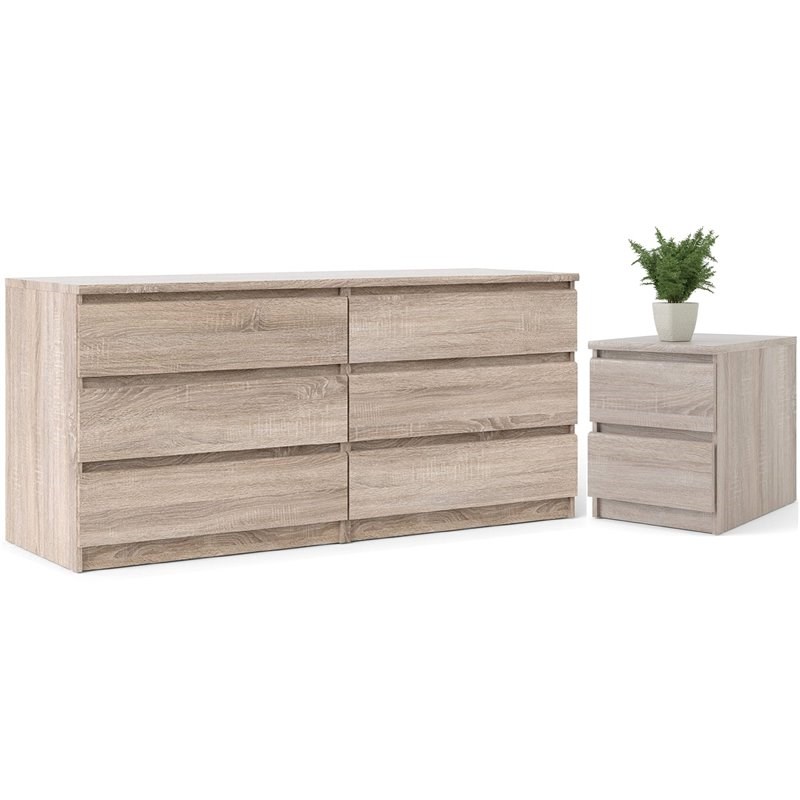 6 Drawer Double Dresser And 2 Drawer Nightstand Set In Truffle 1984345 Pkg