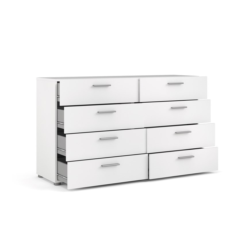 8 Drawer Double Dresser, Tall Double Dresser White