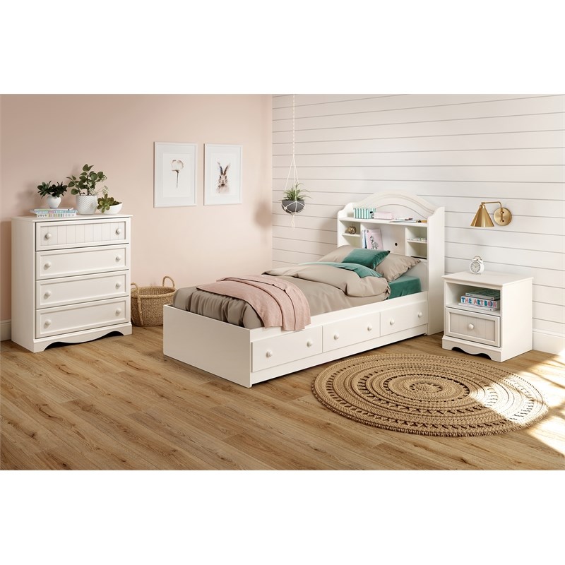 3 Piece Nursery Crib Dresser and Changing Table Set in Pure White