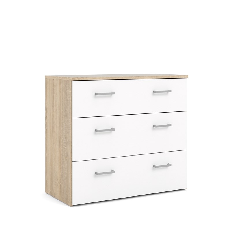 4PC Set with 2 Nightstands 1 Chest and 1 Double Dresser in Oak and White
