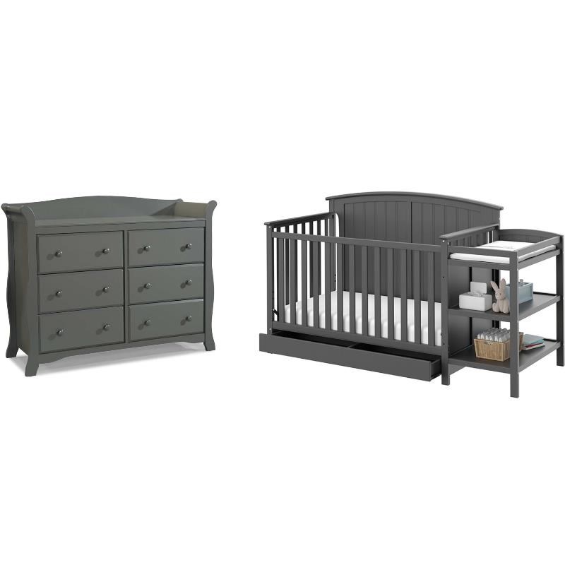 6 Drawer Double Dresser With Baby Crib, Ti Amo Castello Double Dresser