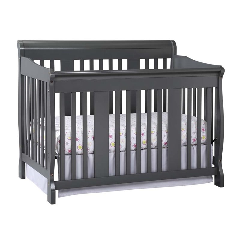 4in1 Convertible Baby Crib and 6Drawer Double Dresser Set in Slate