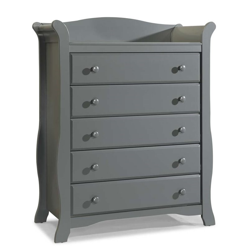 6-Drawer Double Dresser and 5-Drawer Chest Nursery Furniture Set in Slate Gray