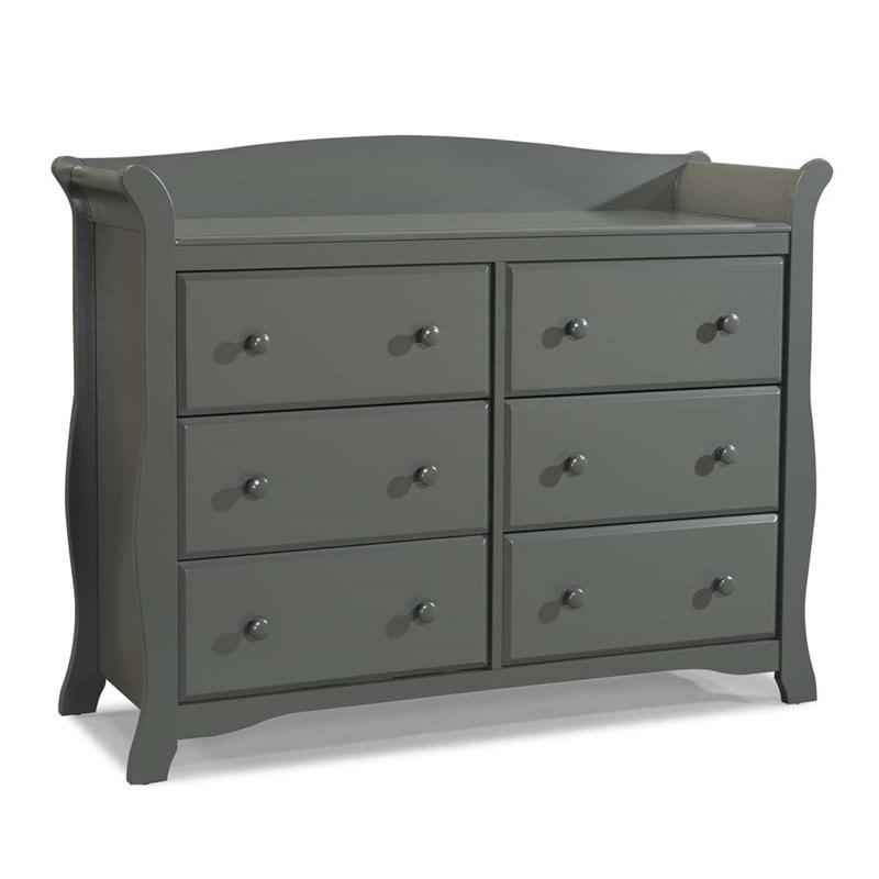 6-Drawer Double Dresser and 5-Drawer Chest Nursery Furniture Set in Slate Gray