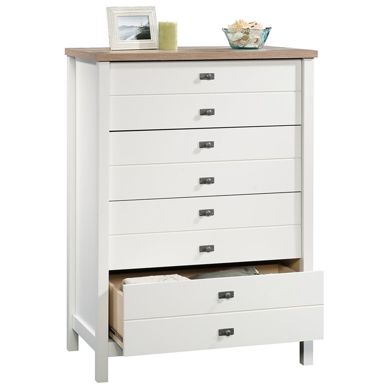 3 Piece Bedroom Set with Dresser Chest and Nightstand in Soft White