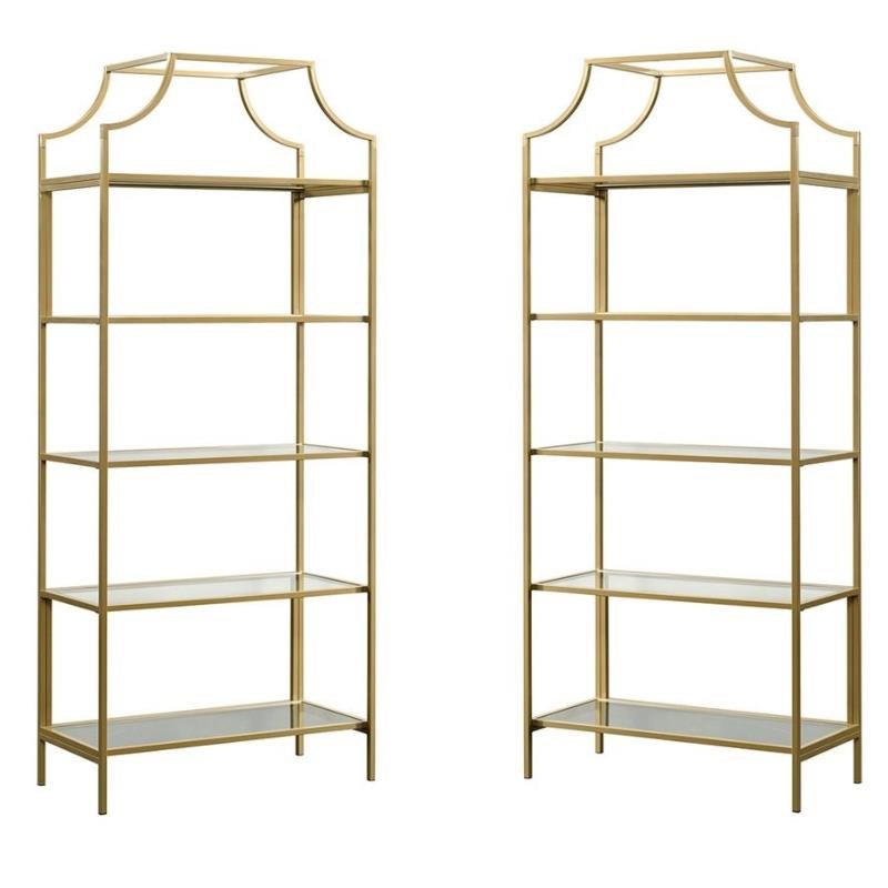 2 Piece Bookcase set in Satin Gold Homesquare