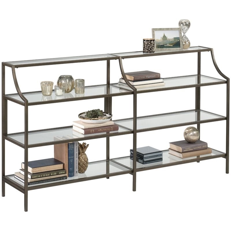 2 Piece Bookcase and Console Table Set in Bronze