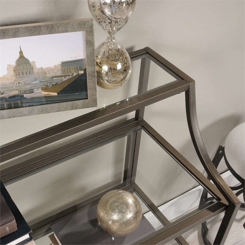 2 Piece Bookcase and Console Table Set in Bronze