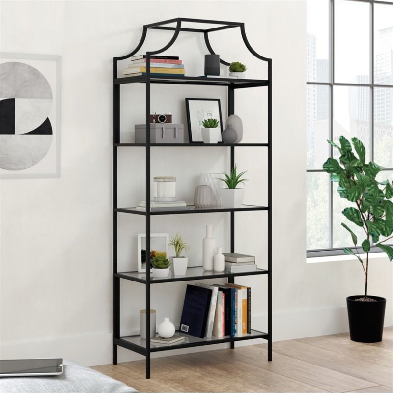 2 Piece Bookcase and Console Table Set in Black