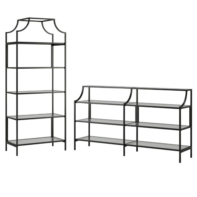 2 Piece Bookcase and Console Table Set in Black