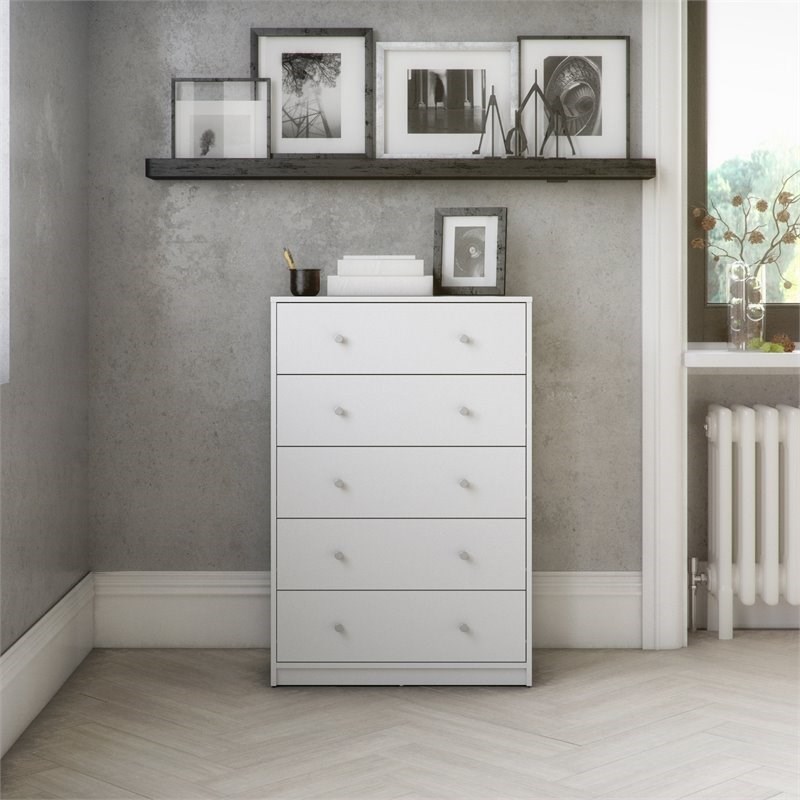 2 Piece Chest and Nightstand Bedroom Set in White
