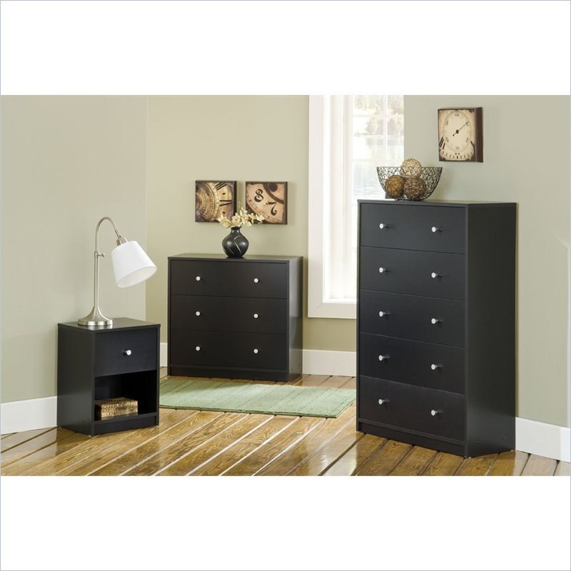3 Piece Dresser and Nightstand Bedroom Set in Black Homesquare