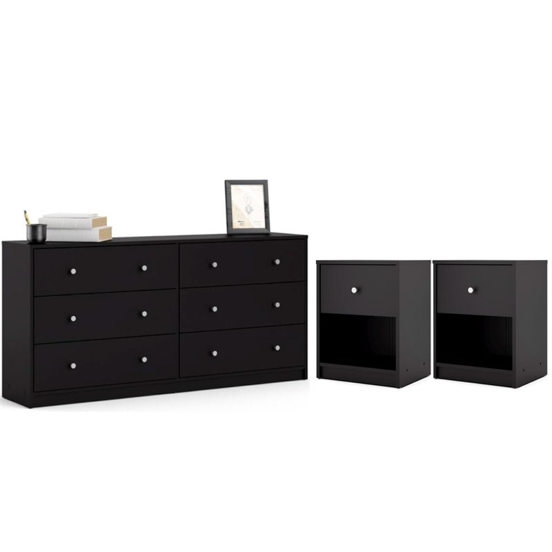 3 Piece Dresser and Nightstand Bedroom Set in Black Homesquare