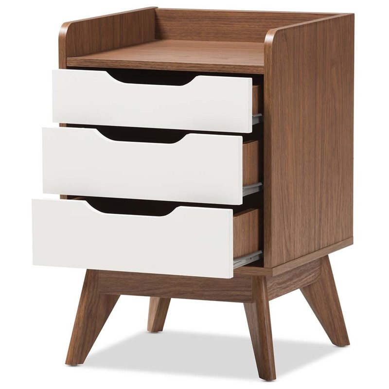 2 Piece Modern Dresser and Nightstand Set in White and Walnut Homesquare