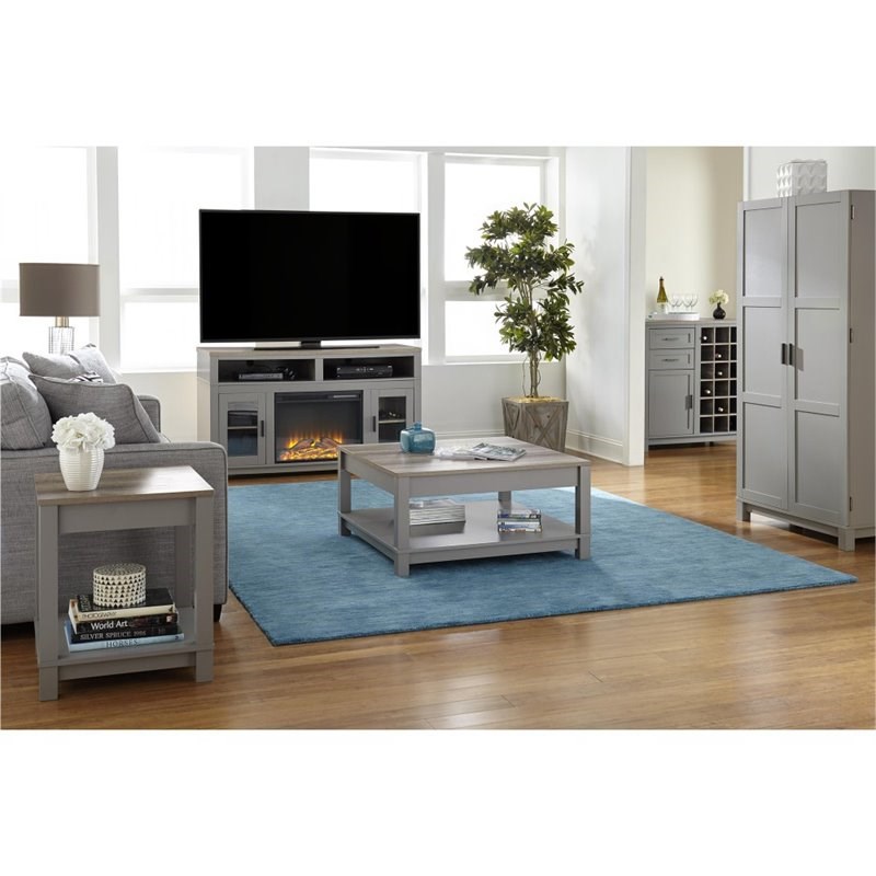 Home Square 2 Piece Set with TV Stand and Coffee Table in Gray Sonoma Oak