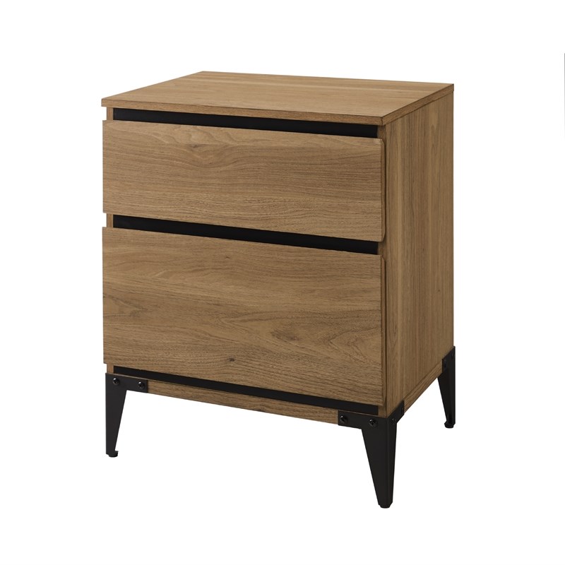 Home Square 3 Piece Set Set with Storage Console and 2 End Tables in English Oak