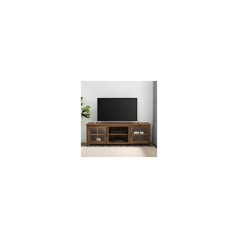 Home Square 2 Piece Set with TV Stand and 3 Piece Coffee Table Set in Rustic Oak