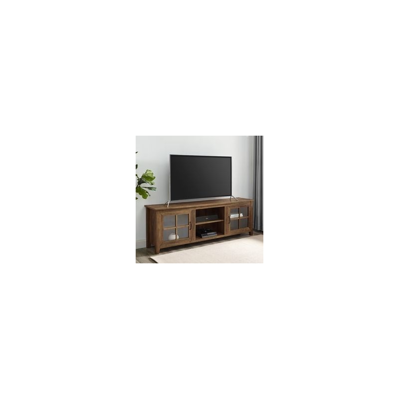 Home Square 2 Piece Set with TV Stand and 3 Piece Coffee Table Set in Rustic Oak
