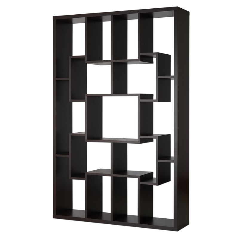 Tyler Modern Wood Multi Shelf Accent Bookcase in Walnut Set of 2
