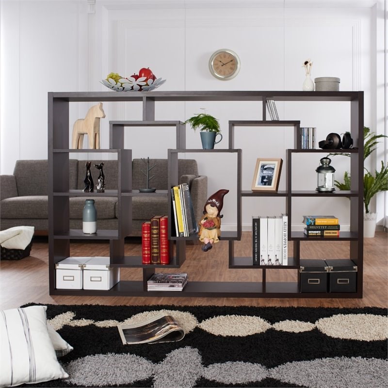 Tyler Modern Wood Multi Shelf Accent Bookcase in Walnut Set of 2