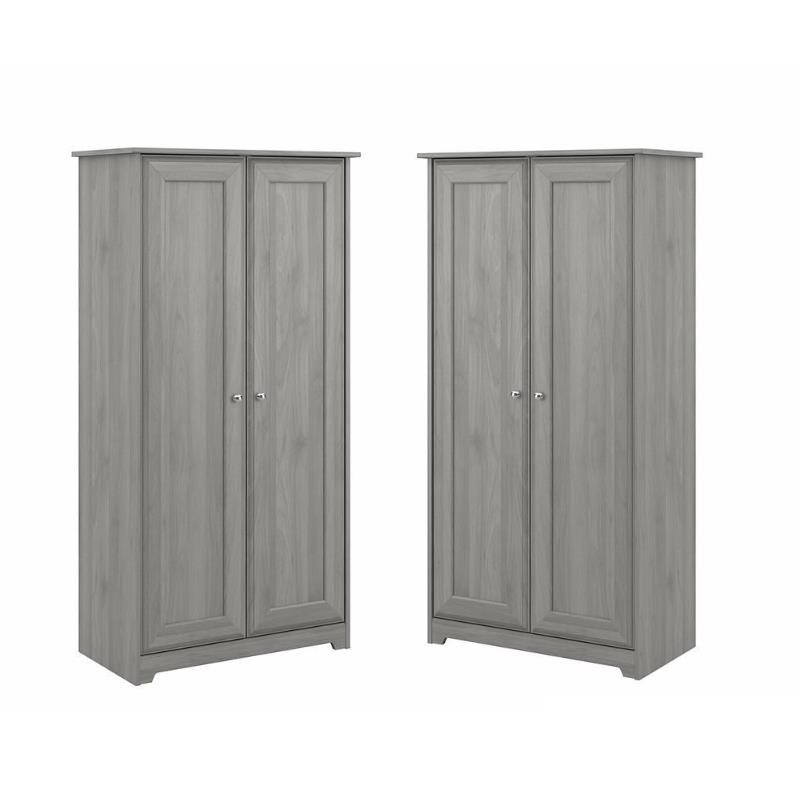 Home Square 2 Piece Tall Wood Storage Cabinet with Doors Set in Modern Gray