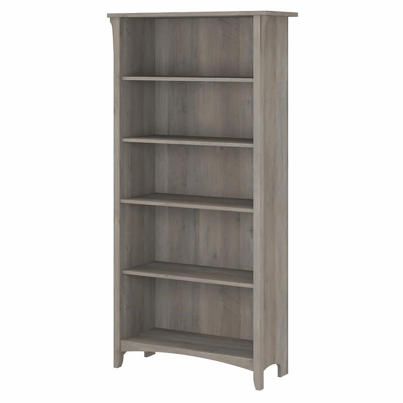 Home Square 5 Shelf Driftwood Bookcase Set in Gray (Set of 2)