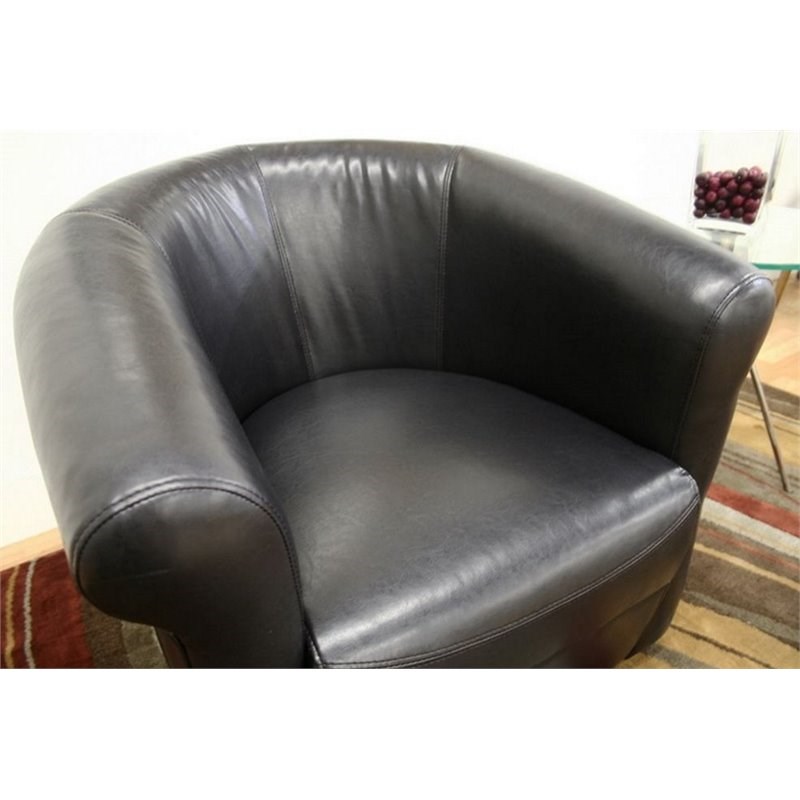 Home Square 2 Piece Faux Leather Club Chair Set in Black