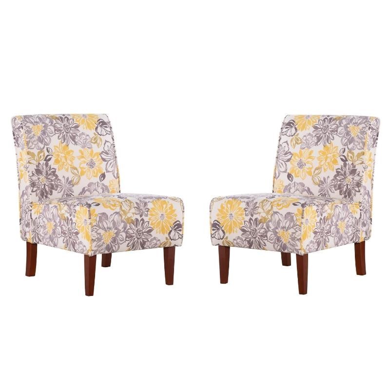 Home Square 2 Piece Bridey Upholstered Polyester Accent Chair Set in Gray