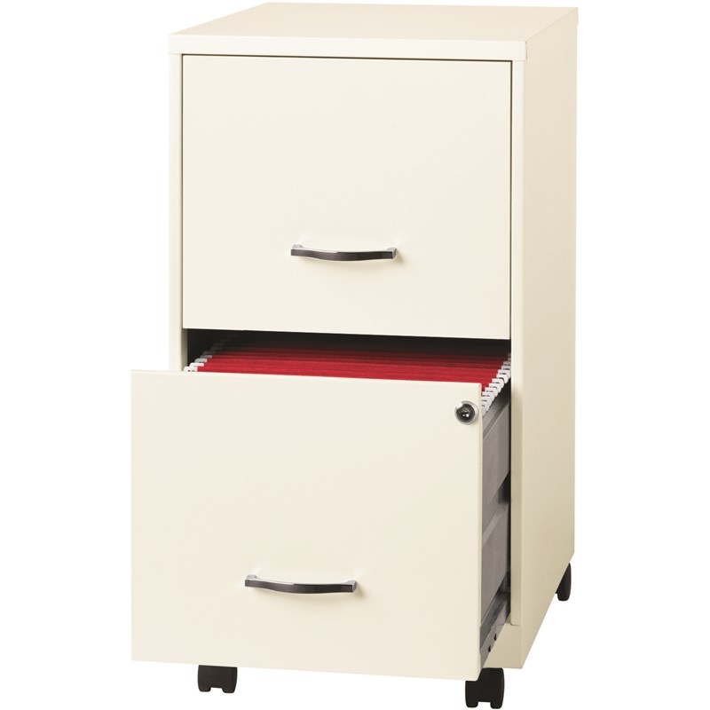 Home Square 2 Drawer Mobile Filing Cabinet Set in Pearl White (Set of 2)