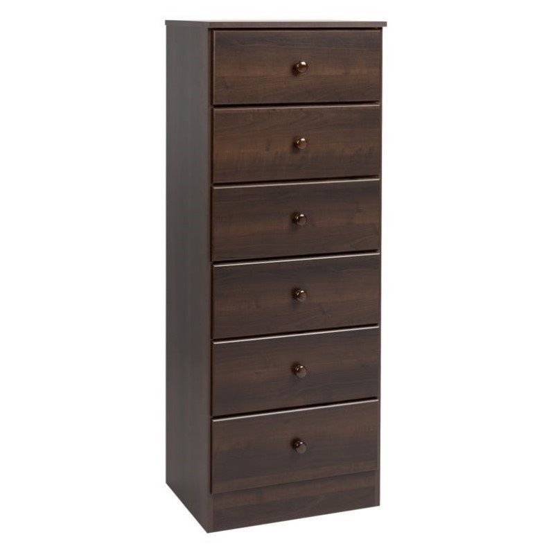 Home Square 6 Drawer Wood Lingerie Chest Set in Espresso (Set of 2)