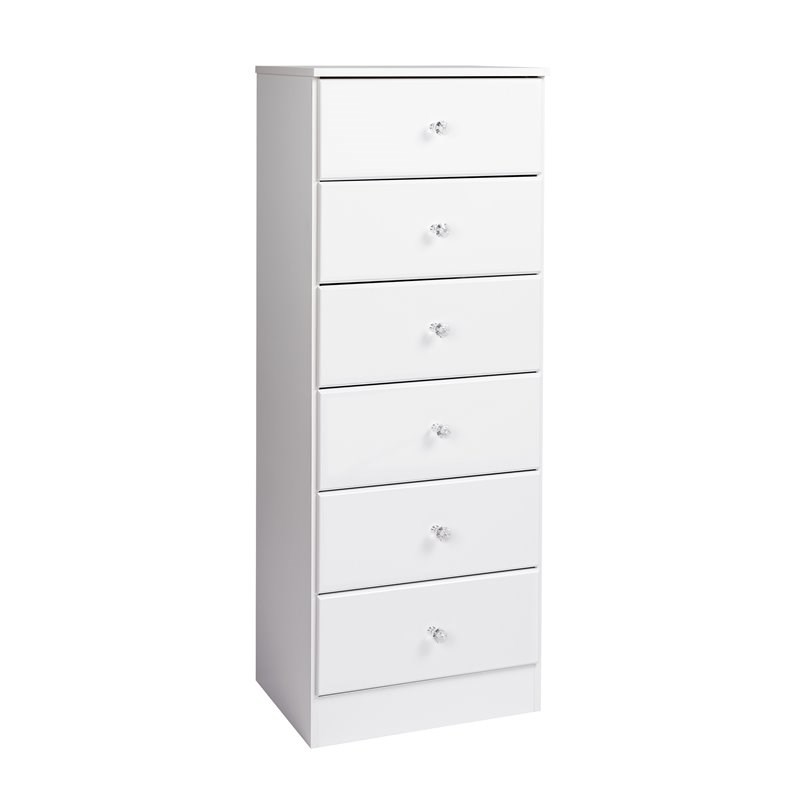 Home Square 6 Drawer Wood Tall Chest Set in White (Set of 2)