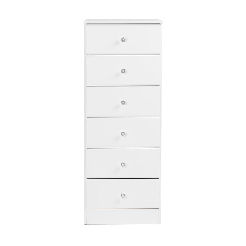 Home Square 6 Drawer Wood Tall Chest Set in White (Set of 2)