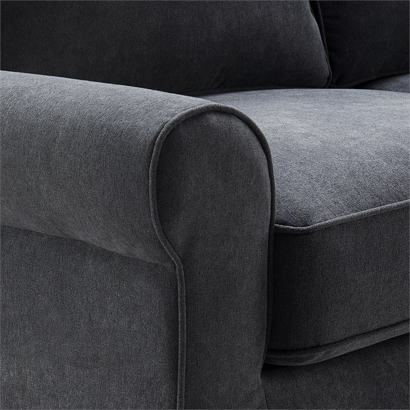 Home Square 2 Piece Contemporary Fabric Sofa Set in Charcoal