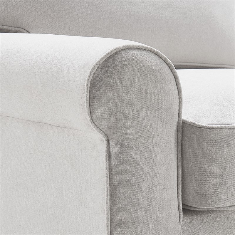 Home Square 2 Piece Contemporary Polyester Fabric Sofa Set in Cream
