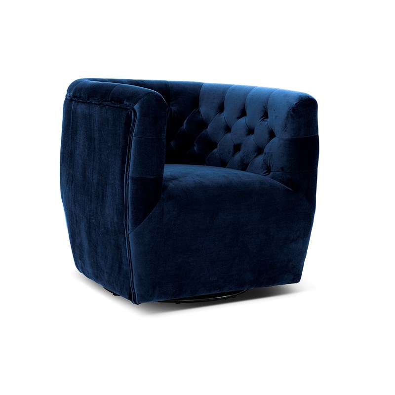 Home Square 2 Piece Swivel Velvet Accent Chair Set in Navy Blue