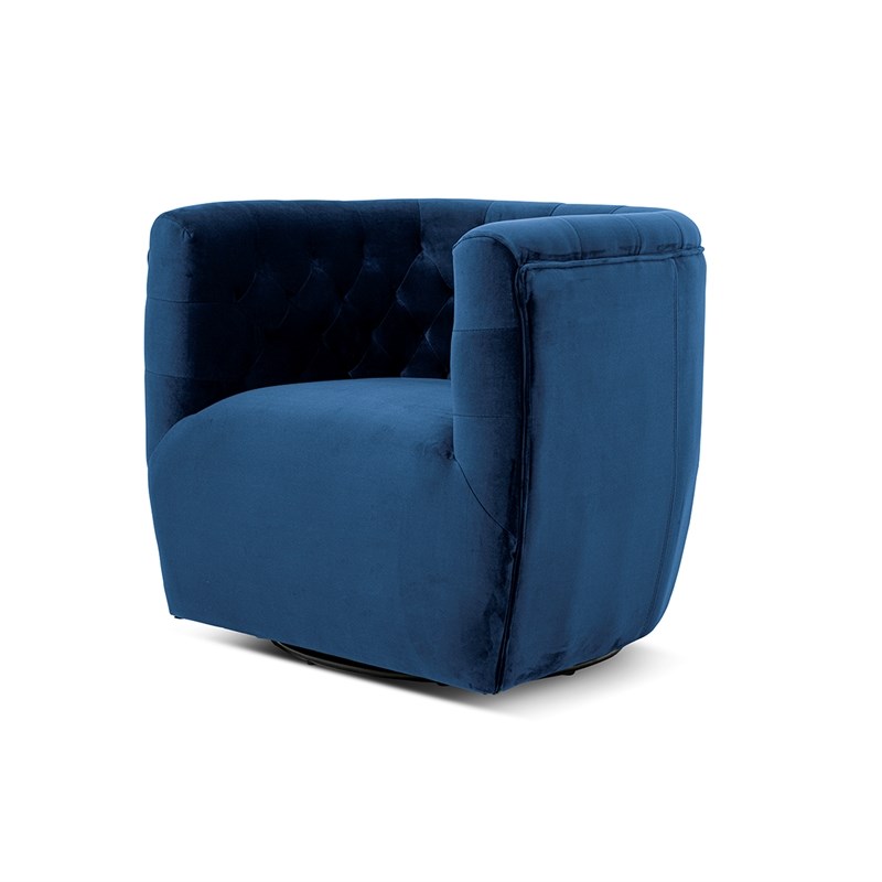 Home Square 2 Piece Swivel Velvet Accent Chair Set in Navy Blue