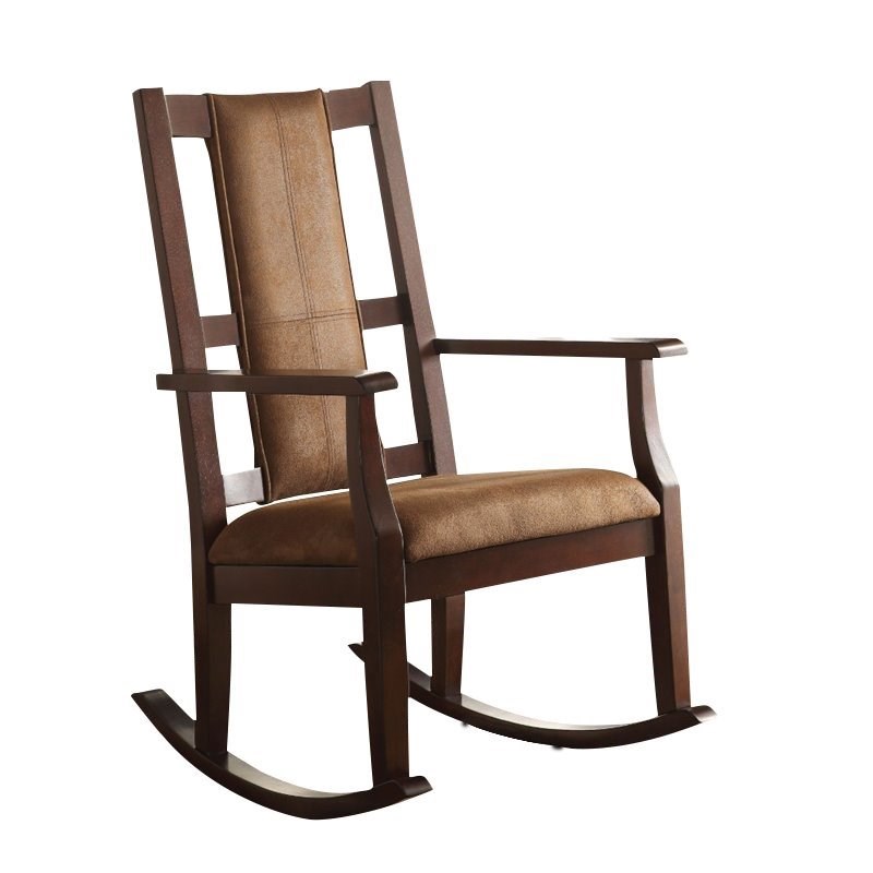 Home Square 2 Piece Wood Rocking Chair Set in Brown and Espresso