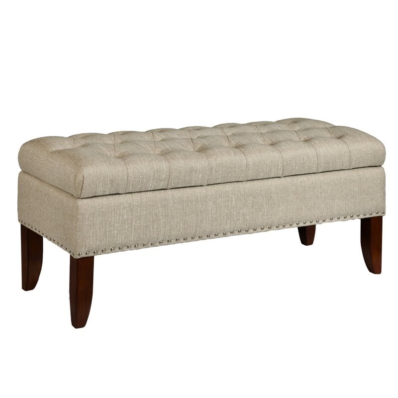 Home Square 2 Piece Tufted Storage Bed Bench Set in Lunar