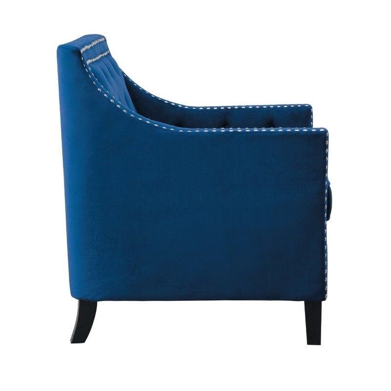 Home Square 2 Piece Velvet Upholstered Accent Chair Set in Navy