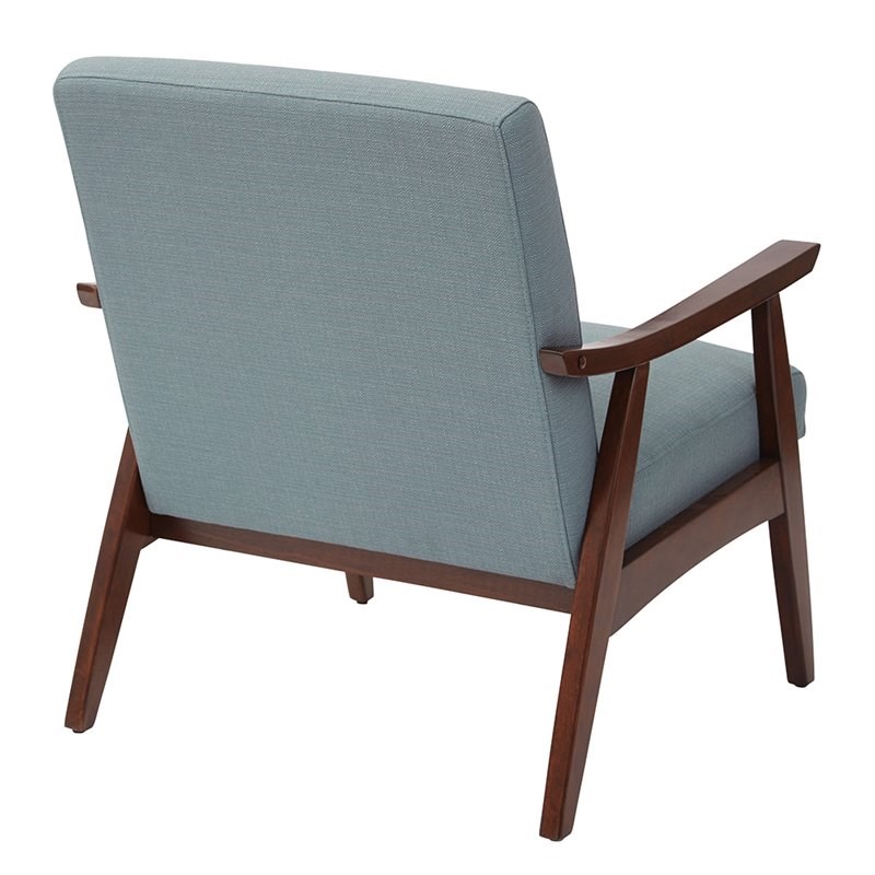Home Square 2 Piece Fabric Chair with Medium Espresso Frame Set in Sea Blue