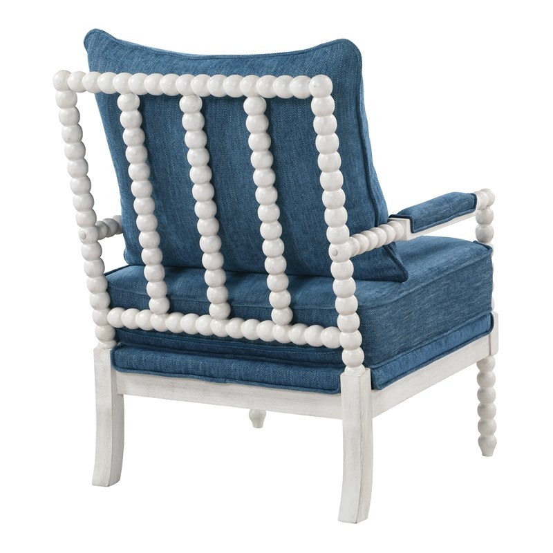 Home Square 2 Piece Fabric Spindle Chair Set with White Frame in Navy Blue