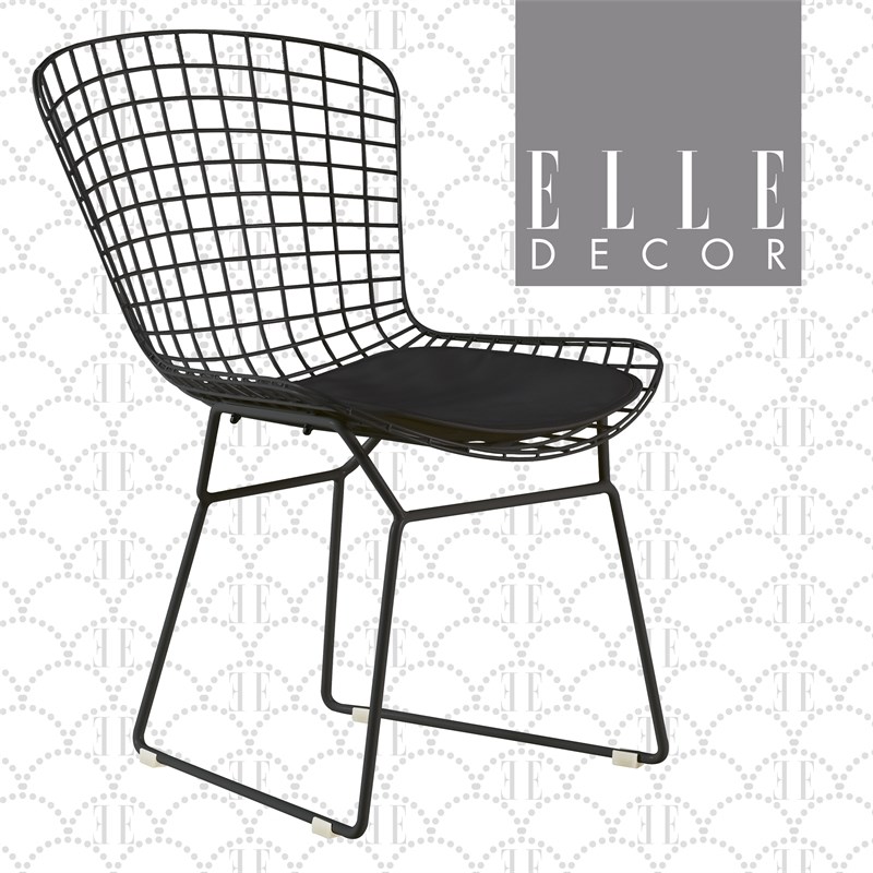 Home Square 2 Piece Wire Dining Side Chair Set in Noir Black